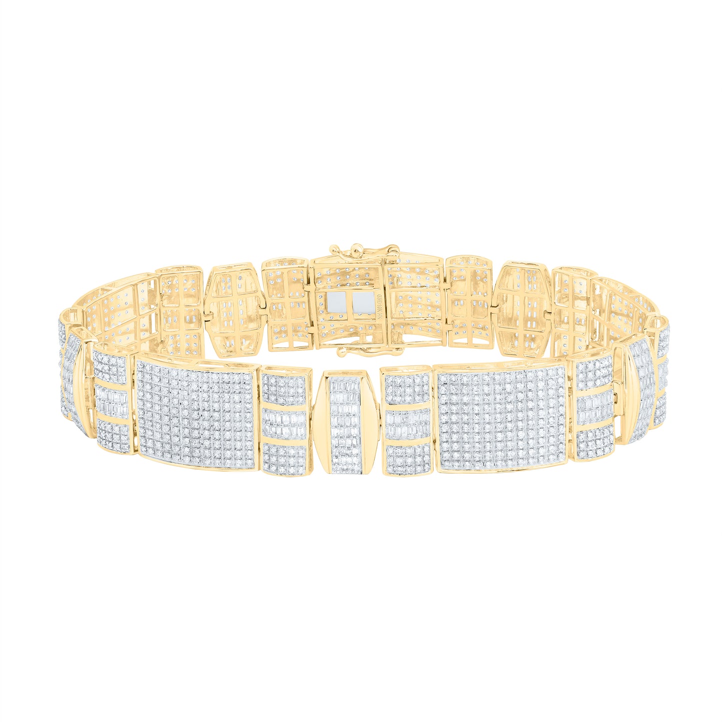 10K Yellow Gold 4 Ctw Natural Diamond Mens Bracelet (8 Inch)