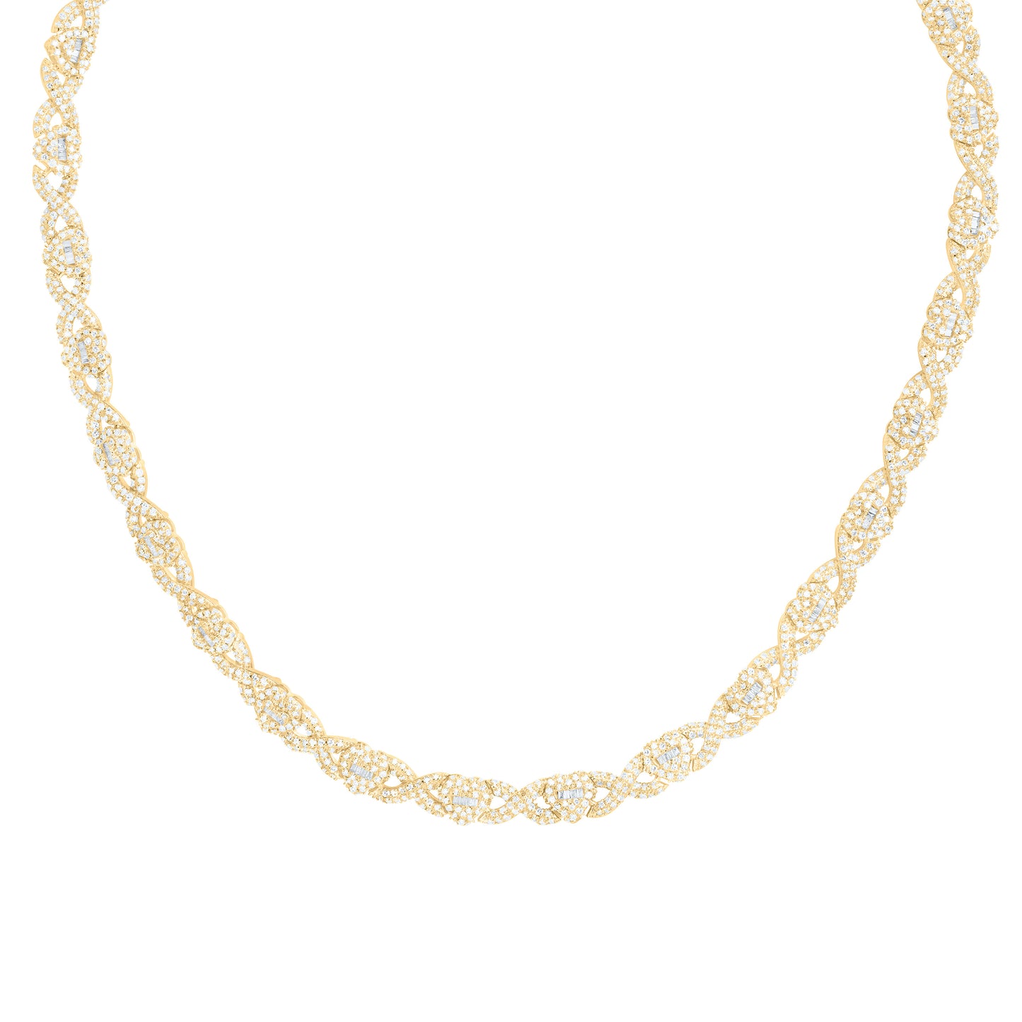 10K Yellow Or Two-Tone Gold 6 3/4Ctw Natural Diamond Fashion Infinity Heart Necklace (18Inch)