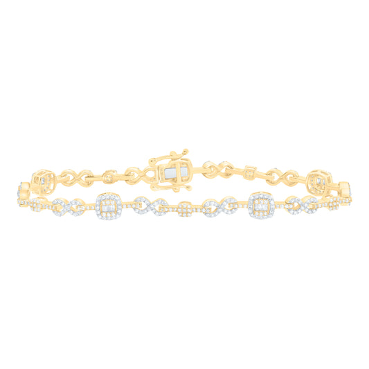 10K Yellow Gold 1 5/8Cttw Natural Diamond Nk Fashion Infinity Cushion Bracelet (7 Inch)