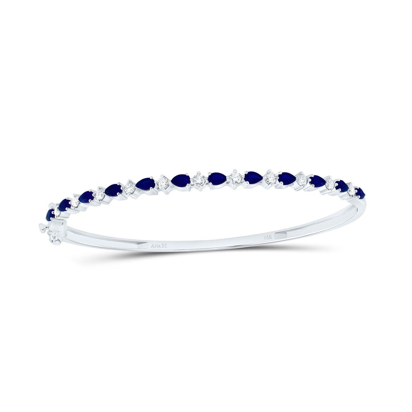 14K Yellow Or White Gold 3/4Cttw Natural Diamond Ana M Pear Natural Gem Bangle (65X55Mm)