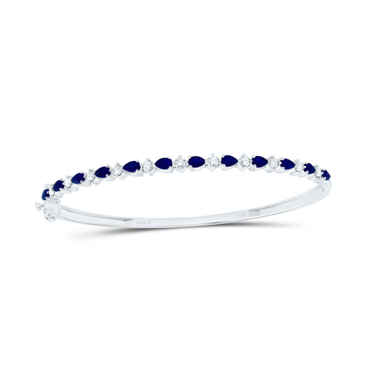 14K Yellow Or White Gold 3/4Cttw Natural Diamond Ana M Pear Natural Gem Bangle (65X55Mm)
