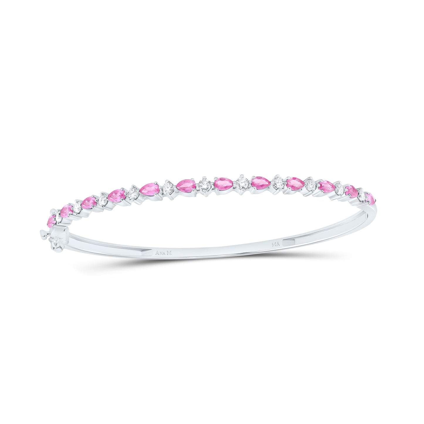 14K Yellow Or White Gold 3/4Cttw Natural Diamond Ana M Pear Natural Gem Bangle (65X55Mm)