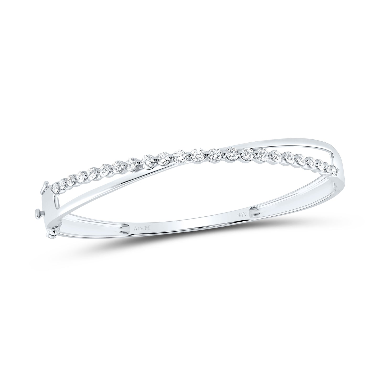 14K Yellow Or White Gold 1 5/8Cttw Natural Diamond Ana M Fashion Bangle (65X55Mm)