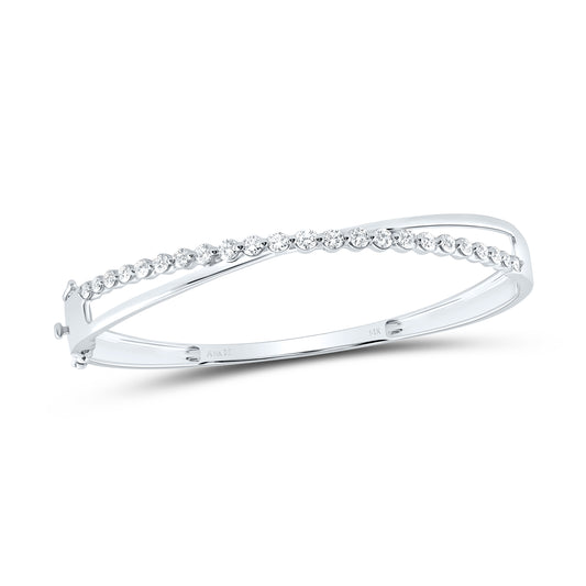14K Yellow Or White Gold 1 5/8Cttw Natural Diamond Ana M Fashion Bangle (65X55Mm)