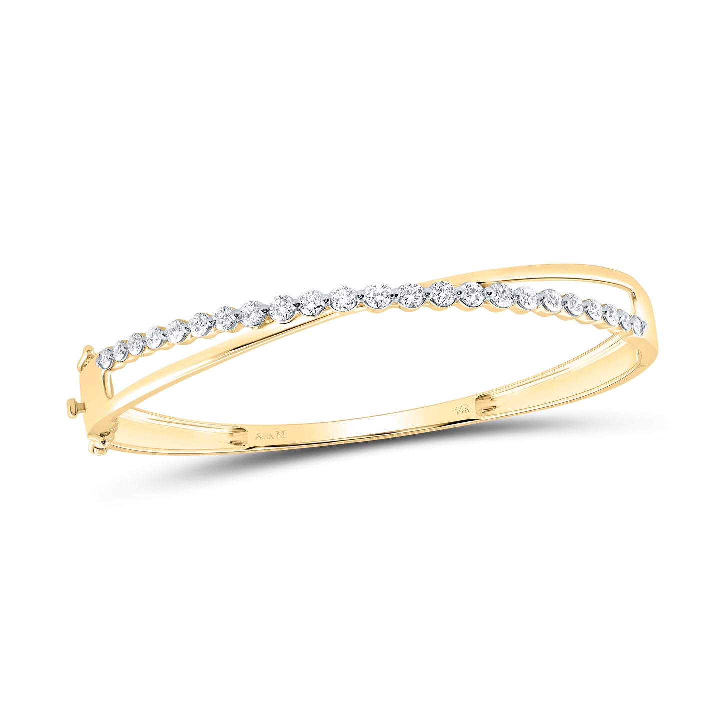 14K Yellow Or White Gold 1 5/8Cttw Natural Diamond Ana M Fashion Bangle (65X55Mm)