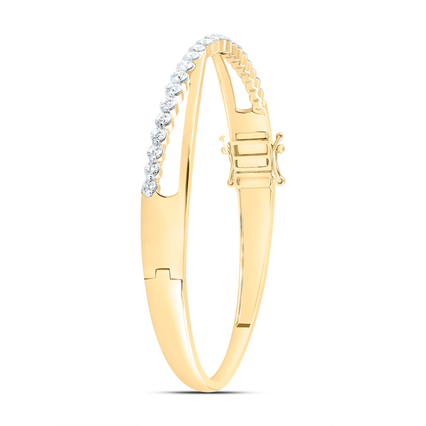 14K Yellow Or White Gold 1 5/8Cttw Natural Diamond Ana M Fashion Bangle (65X55Mm)