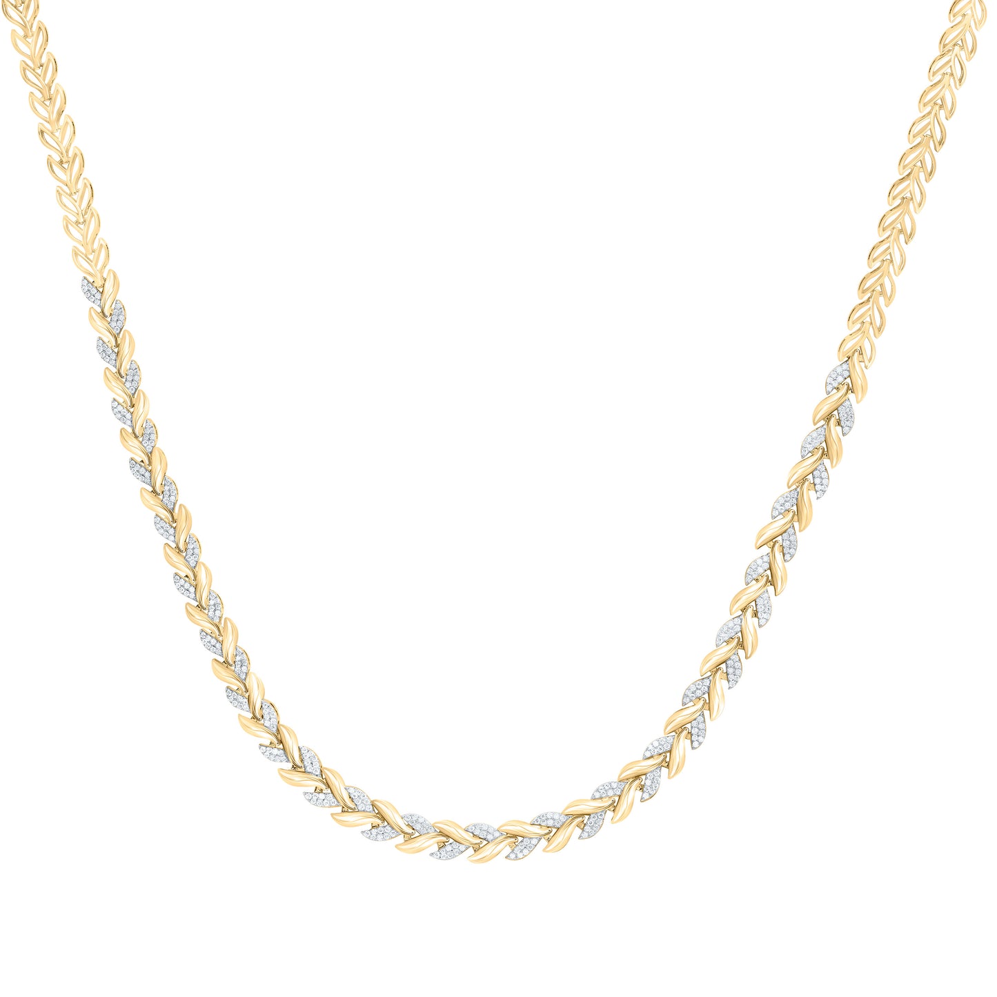 14K Yellow Or White Gold 1 1/4Cttw Natural Diamond Cn Fashion Necklace (17 Inch)