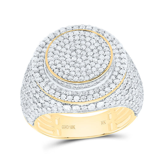 10K Yellow Gold 3 1/4Cttw Natural Diamond Nk Mens Ring