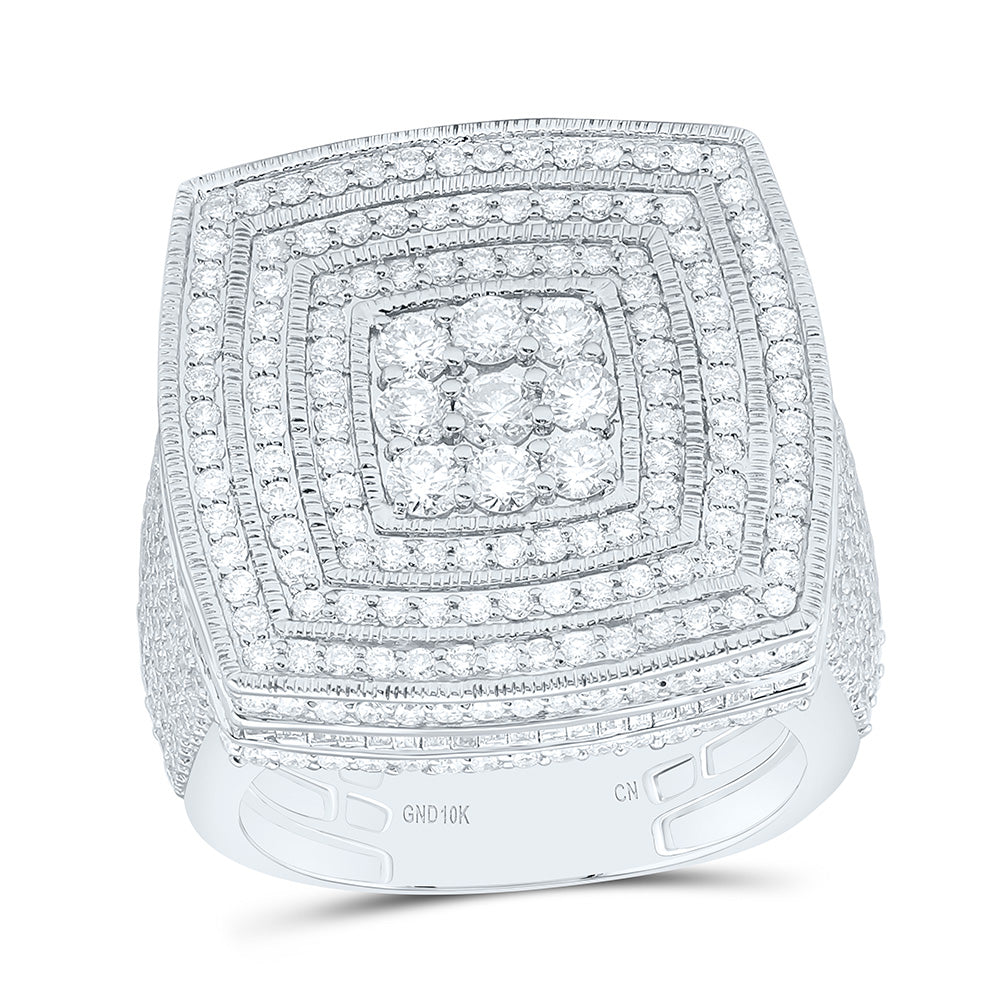 10K Yellow Or White Gold 3 7/8Cttw Natural Diamond Cn Cushion Mens Ring