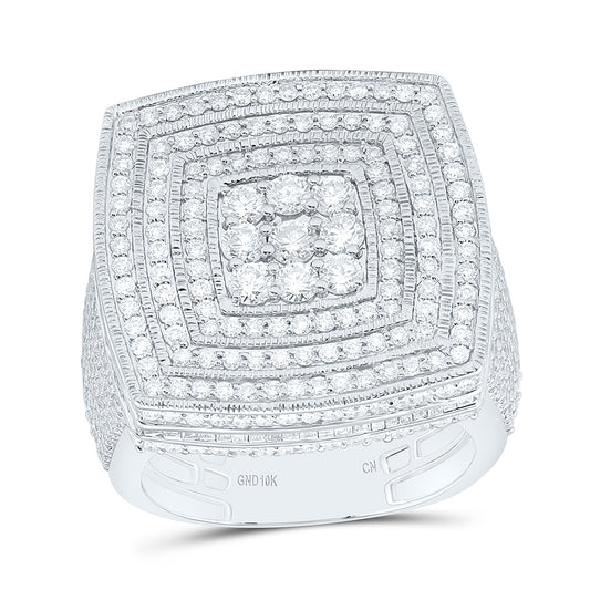 10K Yellow Or White Gold 3 7/8Cttw Natural Diamond Cn Cushion Mens Ring