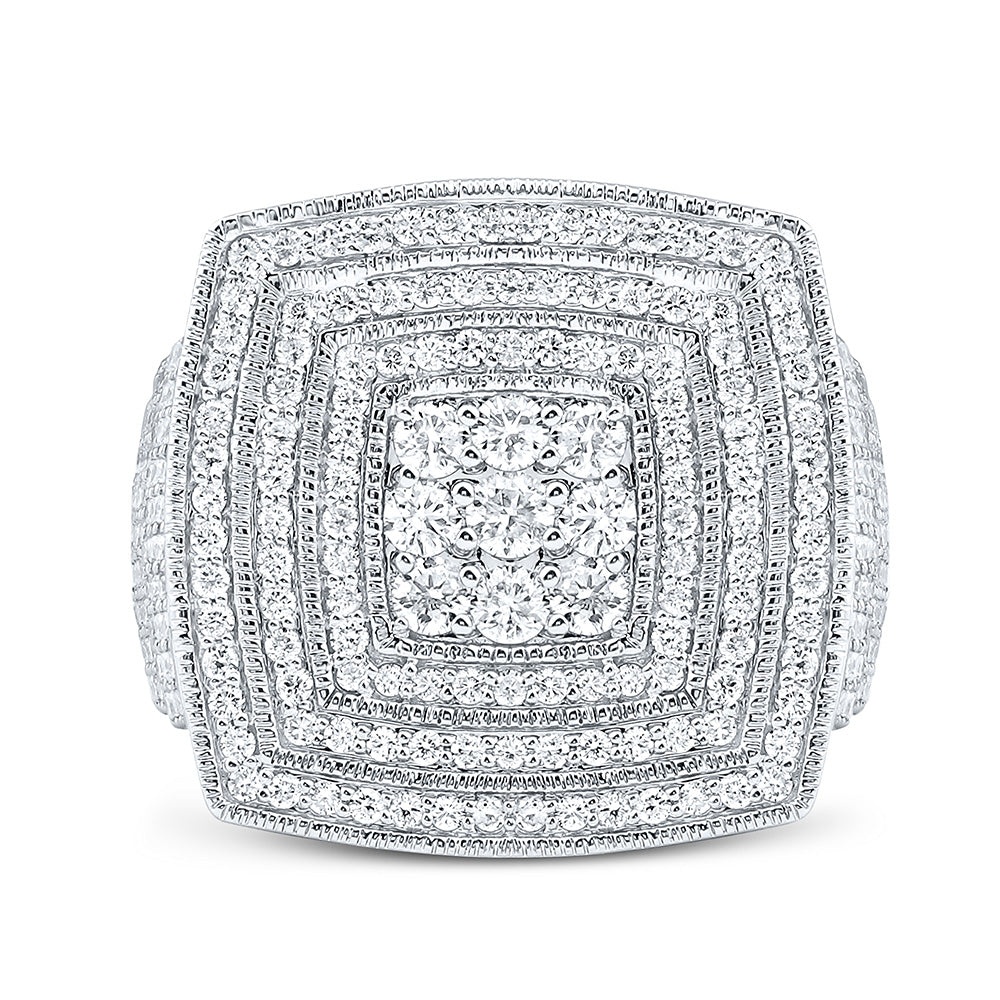 10K Yellow Or White Gold 3 7/8Cttw Natural Diamond Cn Cushion Mens Ring