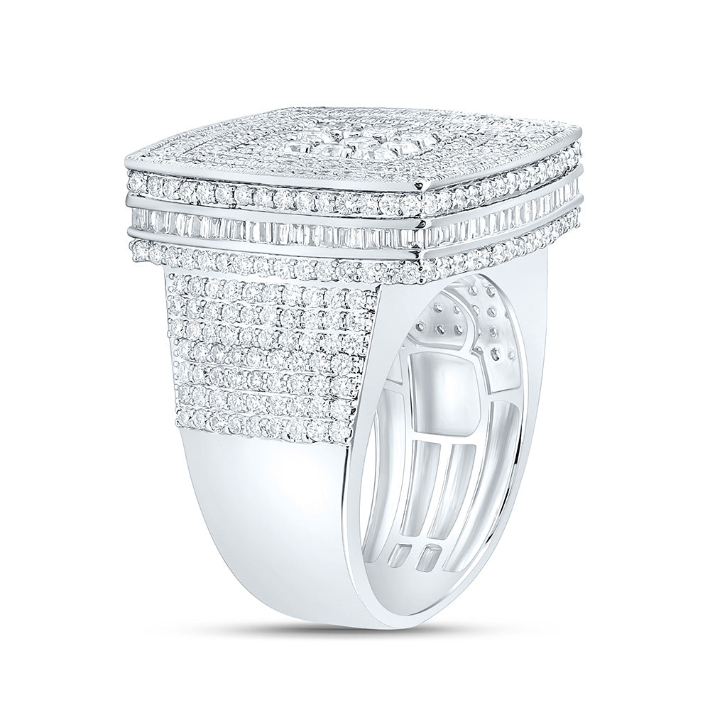 10K Yellow Or White Gold 3 7/8Cttw Natural Diamond Cn Cushion Mens Ring