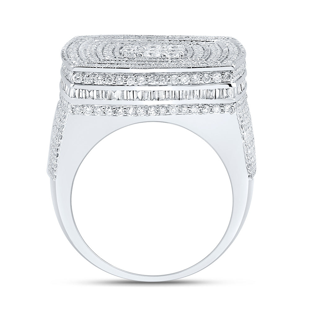 10K Yellow Or White Gold 3 7/8Cttw Natural Diamond Cn Cushion Mens Ring