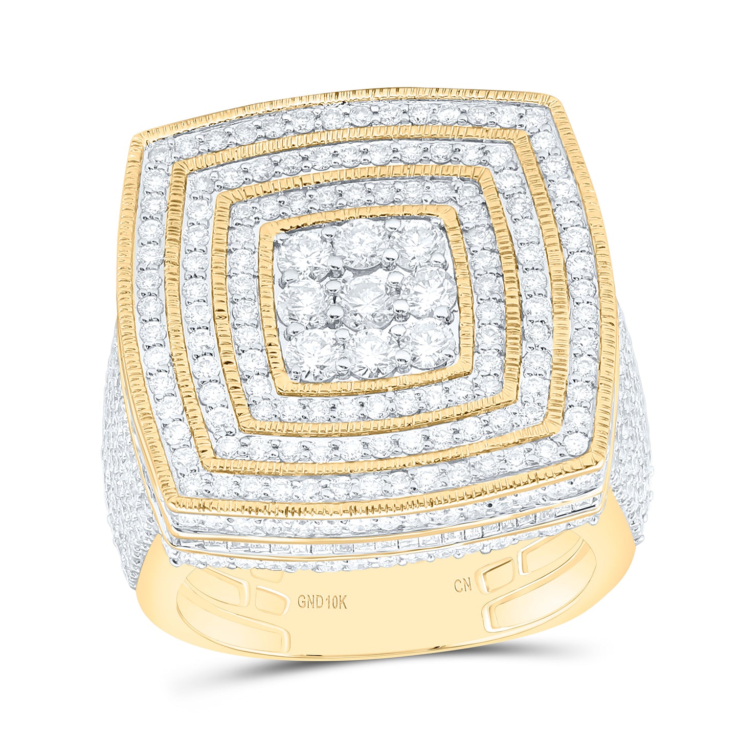 10K Yellow Or White Gold 3 7/8Cttw Natural Diamond Cn Cushion Mens Ring