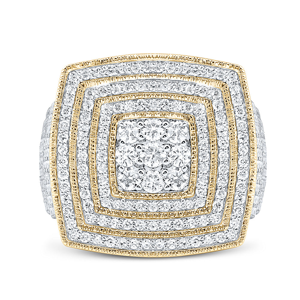 10K Yellow Or White Gold 3 7/8Cttw Natural Diamond Cn Cushion Mens Ring