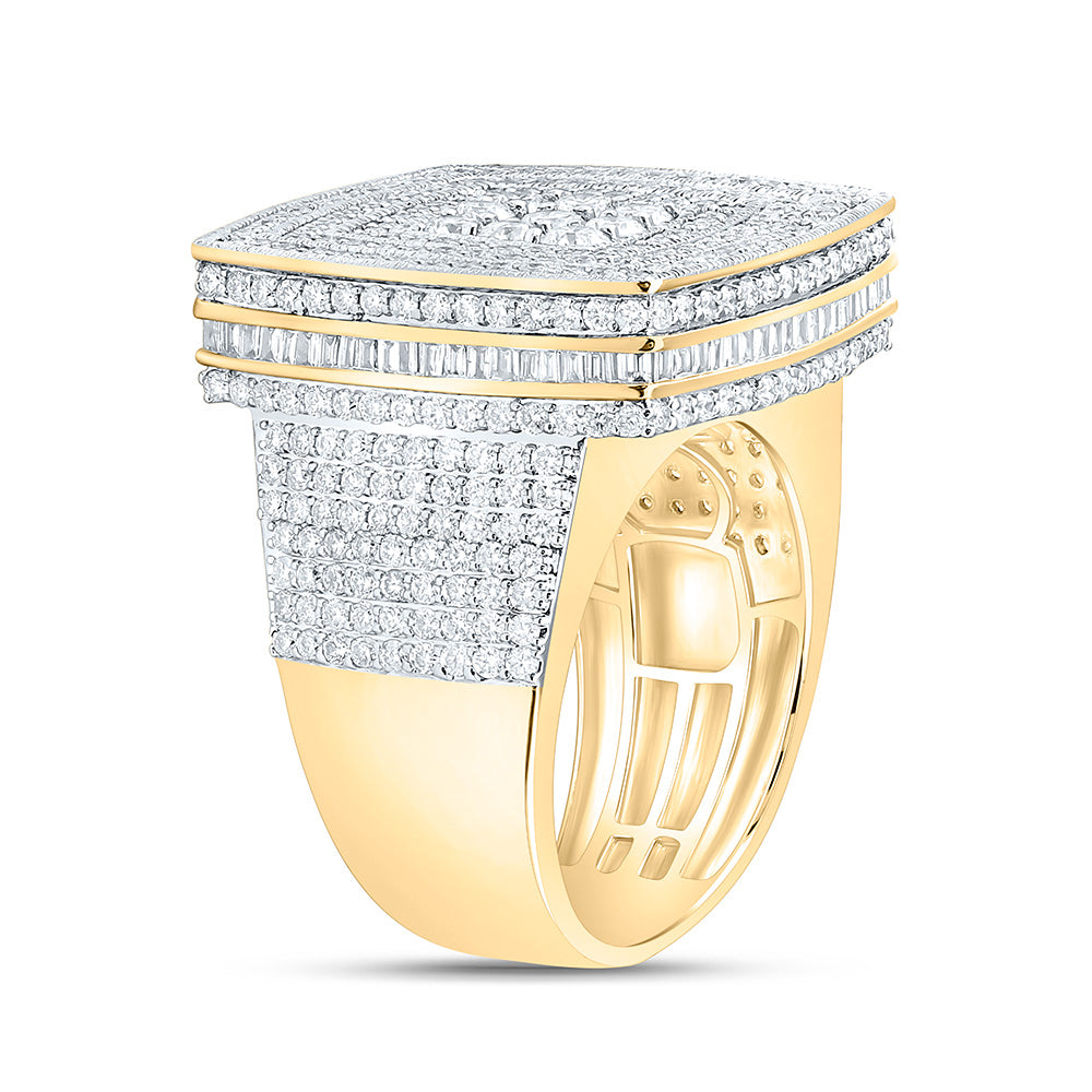 10K Yellow Or White Gold 3 7/8Cttw Natural Diamond Cn Cushion Mens Ring