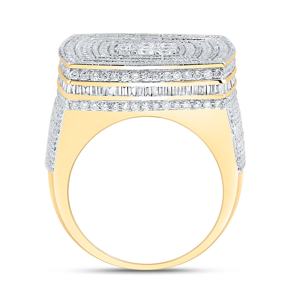 10K Yellow Or White Gold 3 7/8Cttw Natural Diamond Cn Cushion Mens Ring
