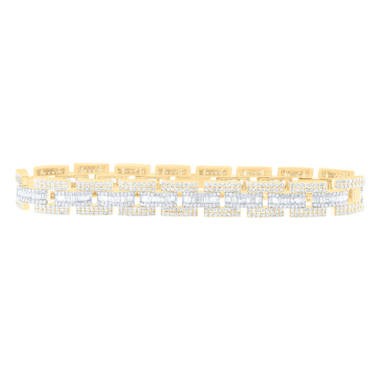 10K Yellow Gold 6Ctw Natural Diamond Mens Bracelet (8 Inch)