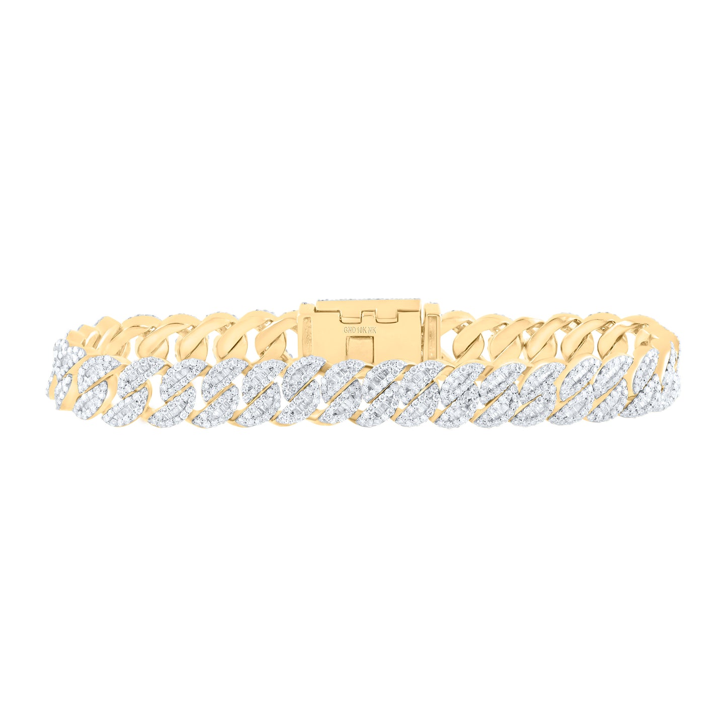 10K Yellow Gold 6 1/2Ctw Natural Diamond Cuban Mens Bracelet (8 Inch)