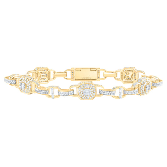 10K Yellow Gold 6Ctw Natural Diamond Mens Bracelet (8 Inch)