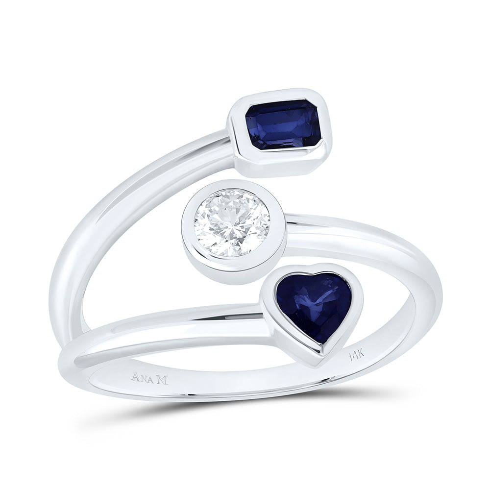 14K Yellow Or White Gold 1/4Ct Center Round Natural Diamond Ana M Heart Shape Emerald shape Natural Gem Ring