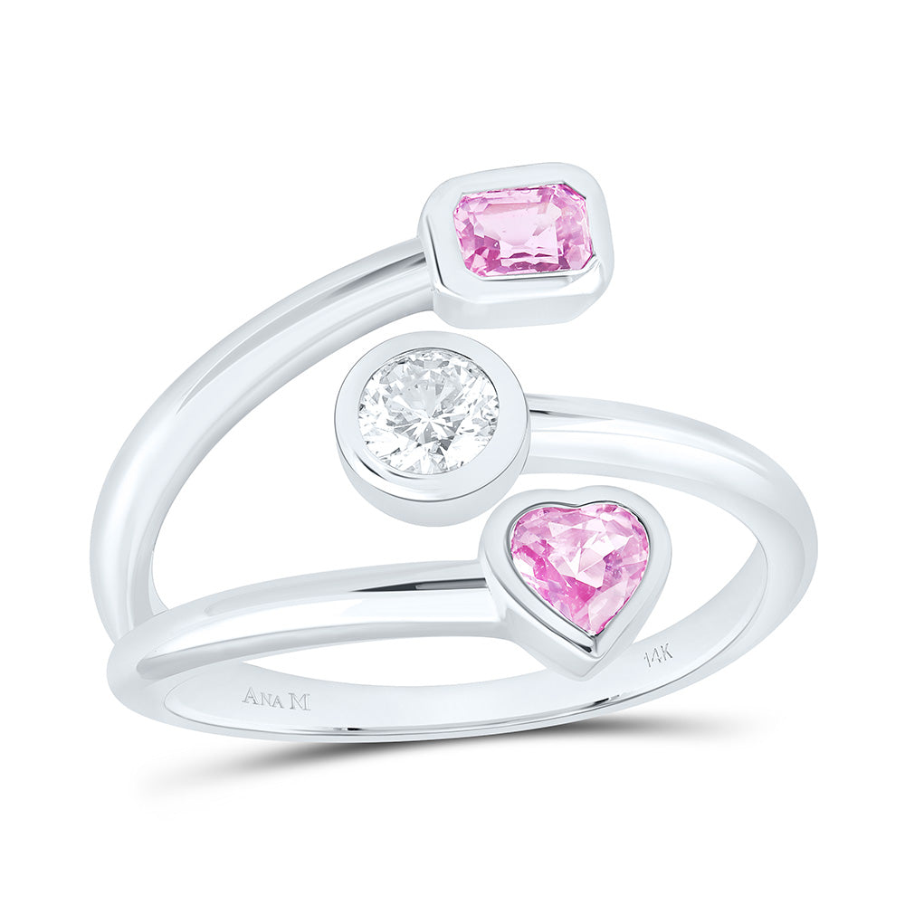 14K Yellow Or White Gold 1/4Ct Center Round Natural Diamond Ana M Heart Shape Emerald shape Natural Gem Ring