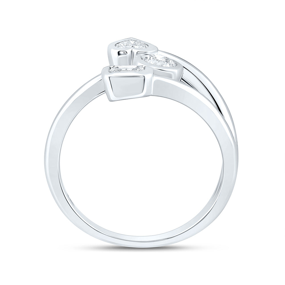 14K Yellow Or White Gold 5/8Cttw Natural Diamond I1 Ij 1/4Ct-Cht, 1/5Ct-Cem, 1/4Ct Center Round Fashion Heart Ring