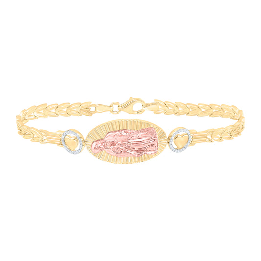 10K Yellow & Rose Gold 1/5Cttw Natural Diamond Nk Fashion Heart Bracelet (7 Inch)