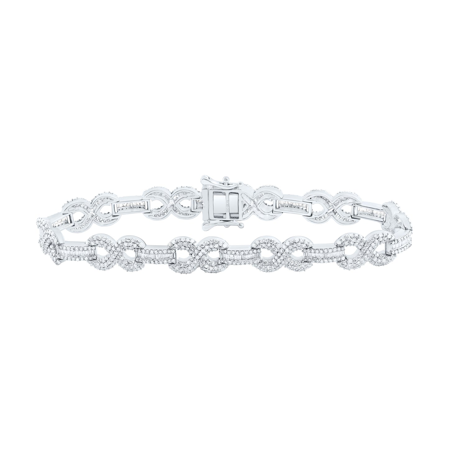 10K Yellow Or White Gold 4 Cttw Natural Diamond Nk Fashion Infinity Bracelet(7 Inch)