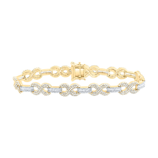 10K Yellow Gold 4 Cttw Natural Diamond Nk Fashion Infinity Bracelet(7 Inch)