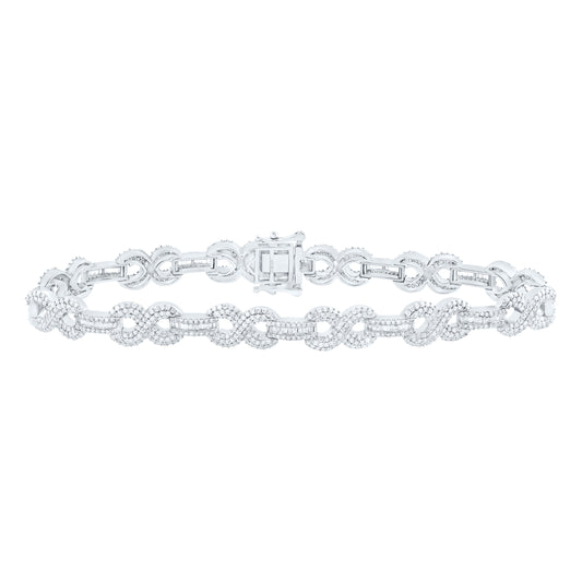 10K Yellow Or White Or Rose Gold 4 3/8Cttw Natural Diamond Nk Infinity Mens Bracelet(8 Inch)