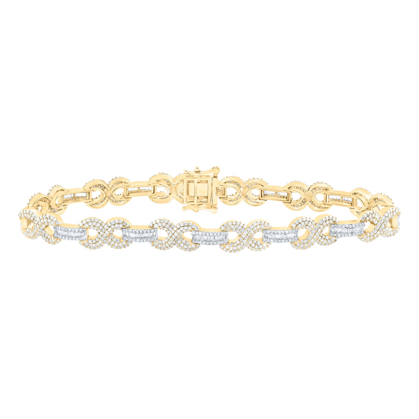 10K Yellow Or White Or Rose Gold 4 3/8Cttw Natural Diamond Nk Infinity Mens Bracelet(8 Inch)
