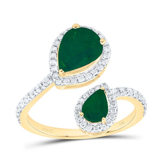 14K Yellow Or White Gold 3/8Cttw Natural Diamond Ana M 6.0X4.0Mm, 8.5X6.5Mm Pear Natural Gem Fashion Ring