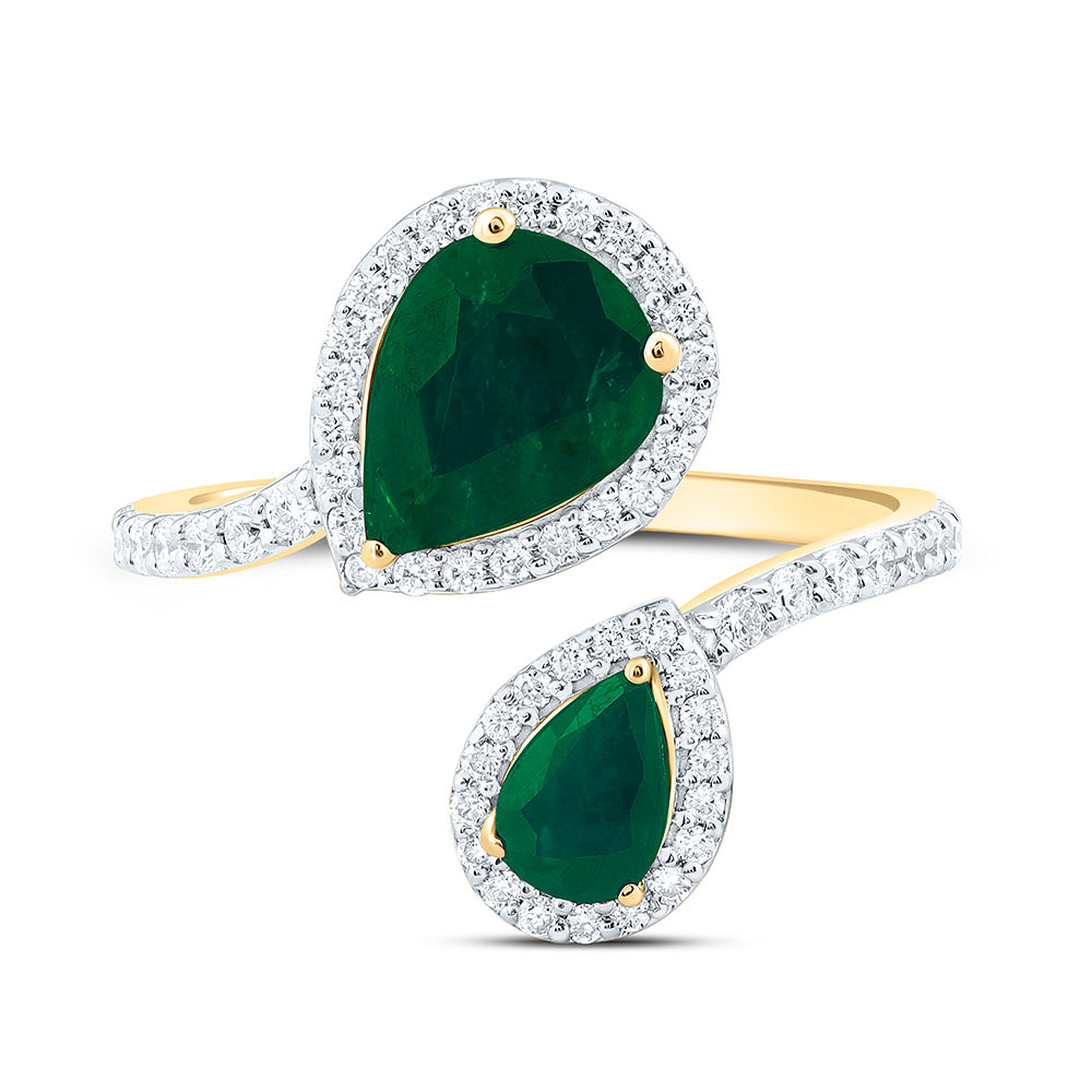 14K Yellow Or White Gold 3/8Cttw Natural Diamond Ana M 6.0X4.0Mm, 8.5X6.5Mm Pear Natural Gem Fashion Ring
