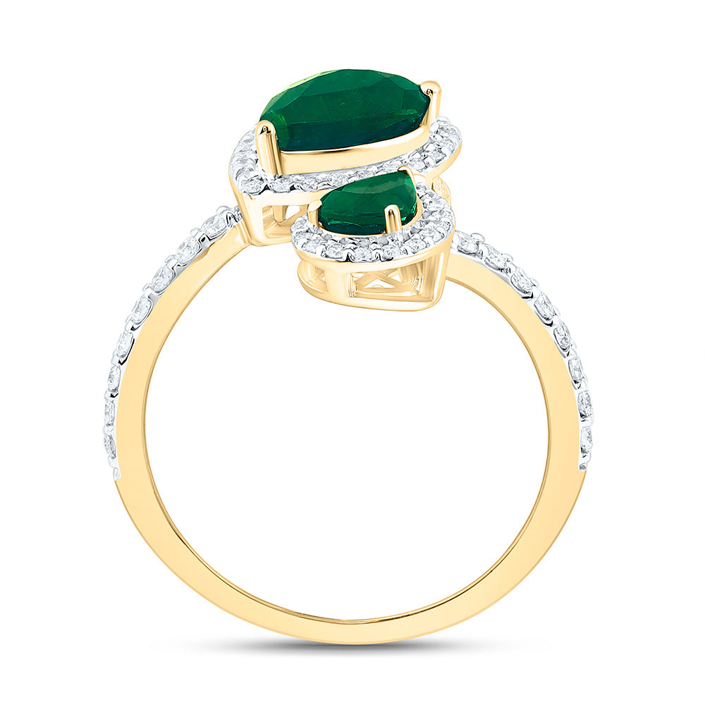 14K Yellow Or White Gold 3/8Cttw Natural Diamond Ana M 6.0X4.0Mm, 8.5X6.5Mm Pear Natural Gem Fashion Ring