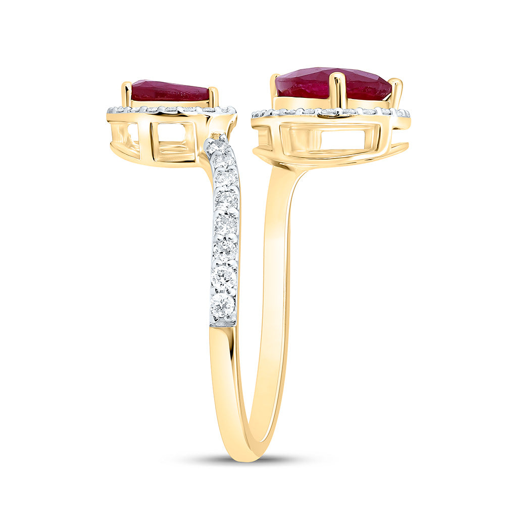 14K Yellow Or White Gold 3/8Cttw Natural Diamond Ana M 6.0X4.0Mm, 8.5X6.5Mm Pear Natural Gem Fashion Ring