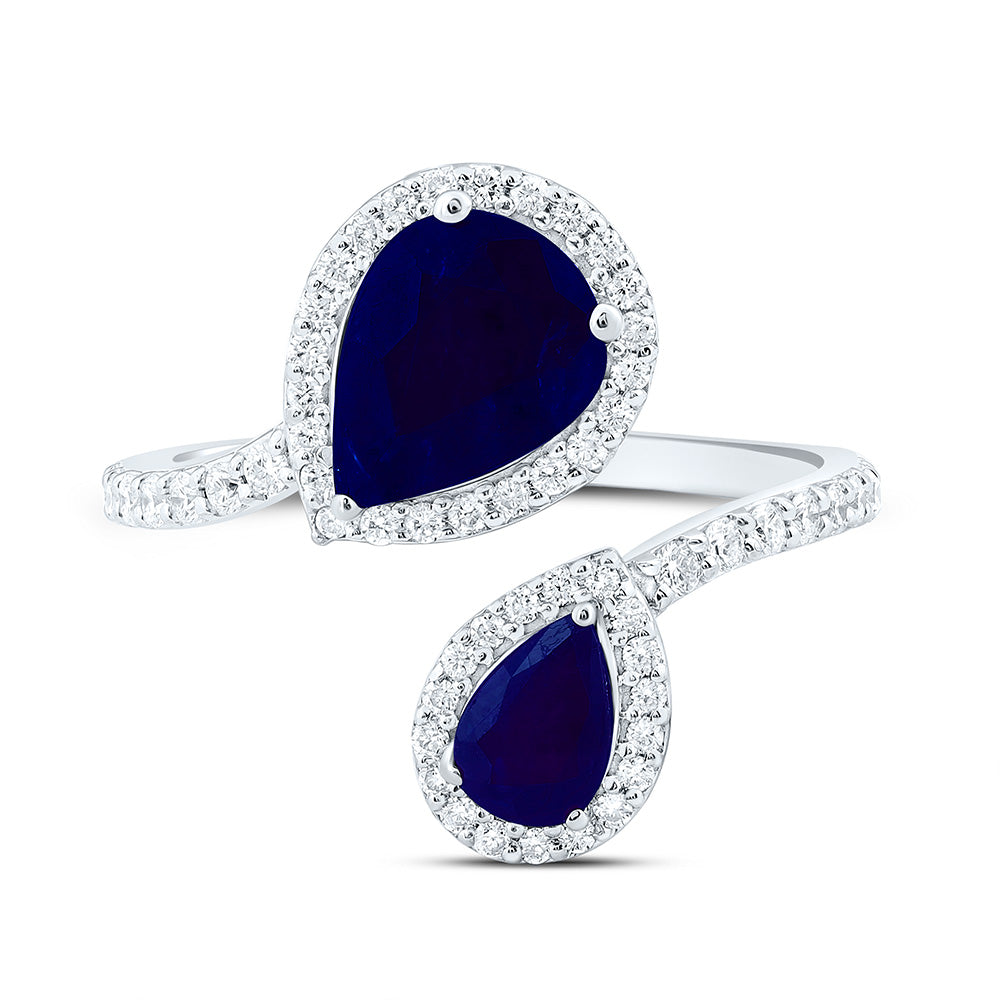 14K Yellow Or White Gold 3/8Cttw Natural Diamond Ana M 6.0X4.0Mm, 8.5X6.5Mm Pear Natural Gem Fashion Ring