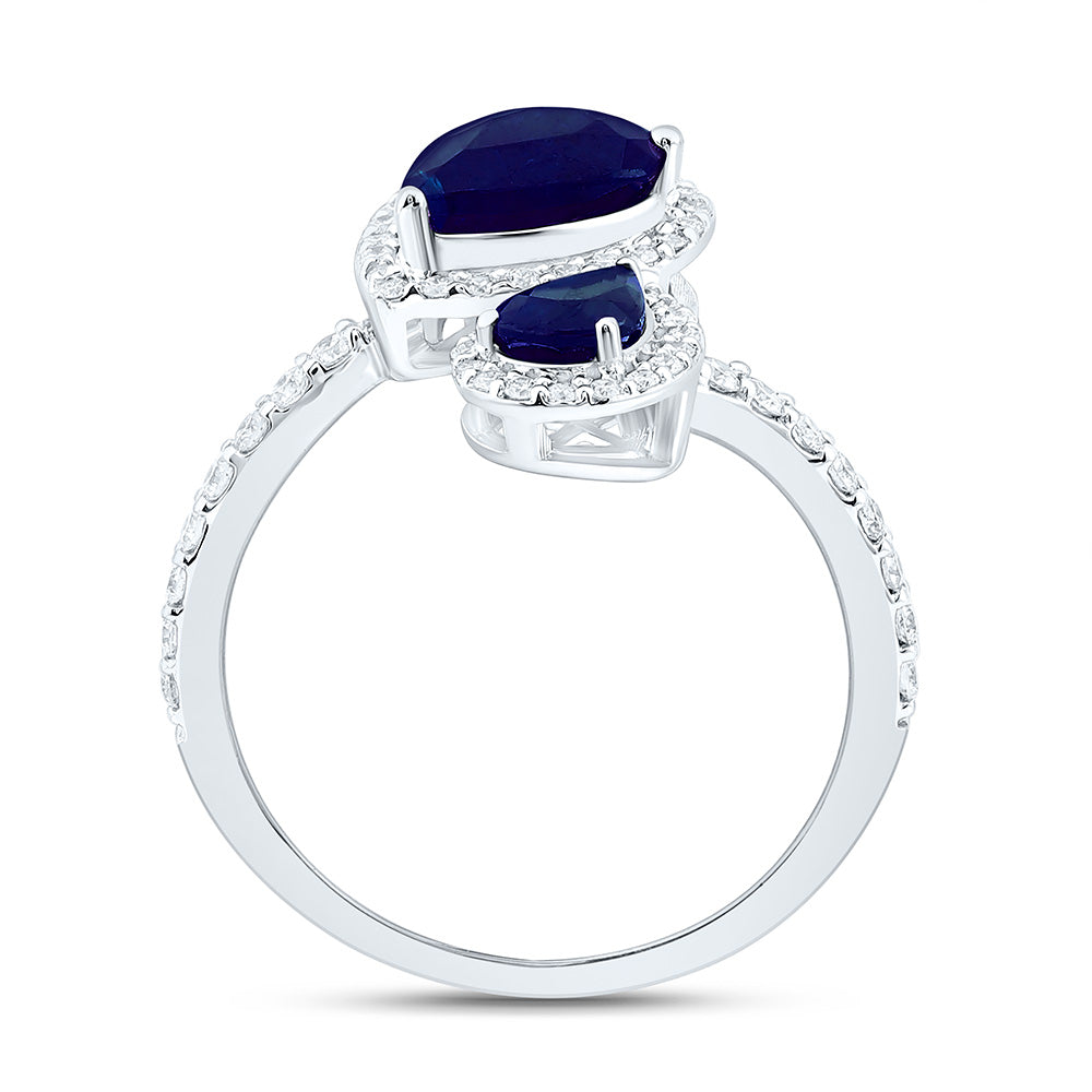 14K Yellow Or White Gold 3/8Cttw Natural Diamond Ana M 6.0X4.0Mm, 8.5X6.5Mm Pear Natural Gem Fashion Ring