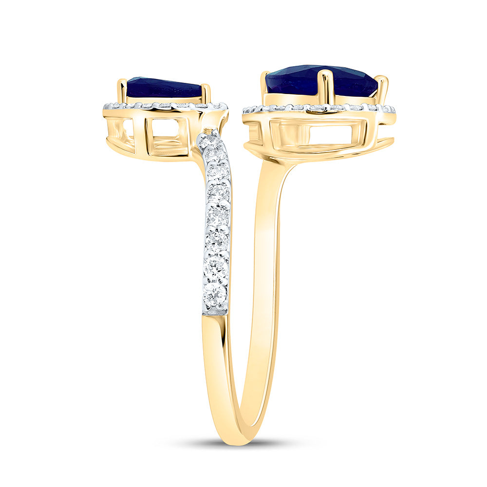 14K Yellow Or White Gold 3/8Cttw Natural Diamond Ana M 6.0X4.0Mm, 8.5X6.5Mm Pear Natural Gem Fashion Ring