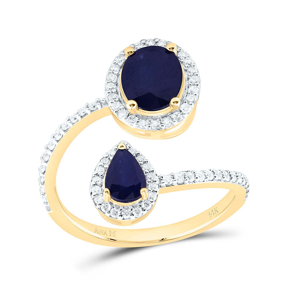 14K Yellow Or White Gold 1/3Cttw Natural Diamond Ana M 8.5X6.5Mm Oval , 6X4Mm-Pear Natural Gem Fashion Ring