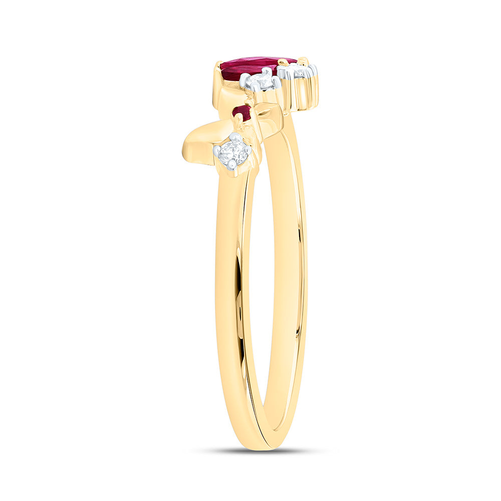 14K Yellow Or White Gold 1/12Cttw Natural Diamond Ana M 1.20Mm Round, 1/5Ct Marquise Natural Gem Butterfly Ring