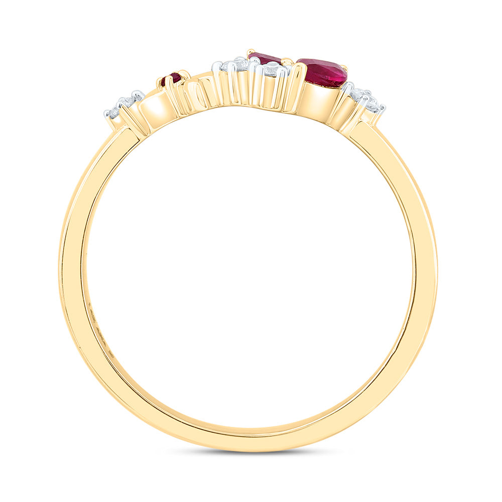 14K Yellow Or White Gold 1/12Cttw Natural Diamond Ana M 1.20Mm Round, 1/5Ct Marquise Natural Gem Butterfly Ring