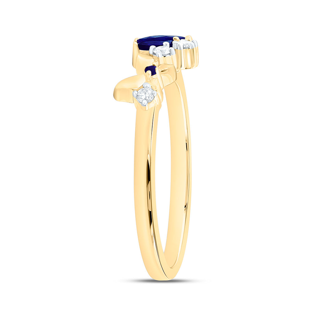 14K Yellow Or White Gold 1/12Cttw Natural Diamond Ana M 1.20Mm Round, 1/5Ct Marquise Natural Gem Butterfly Ring