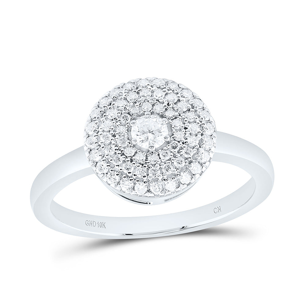10K White Gold 1/3Cttw Natural Diamond Cn Fashion Round Ring