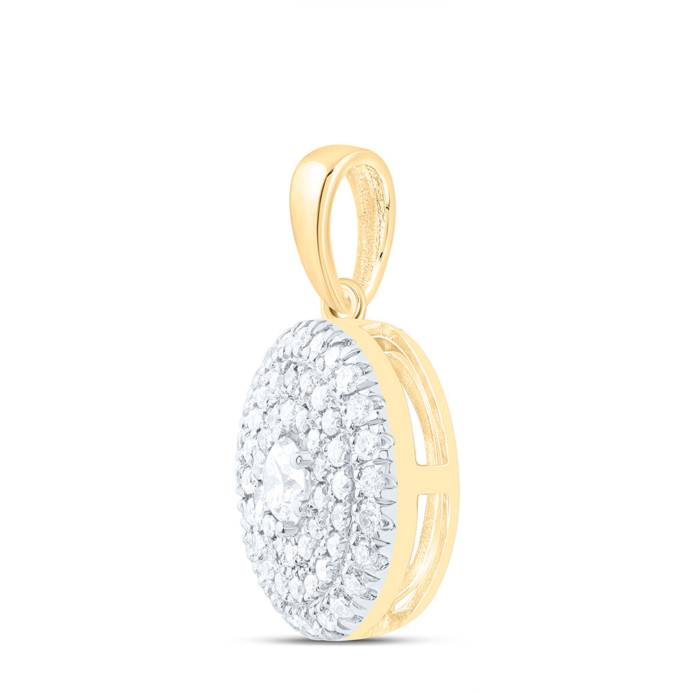 14K Yellow Gold 1/3Cttw Natural Diamond Cn Fashion Round Pendant