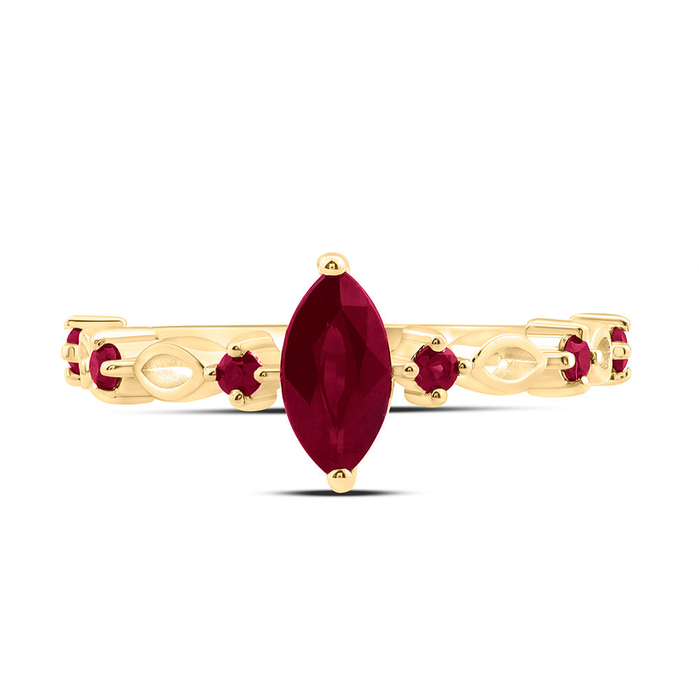 14K Yellow Or White Gold 1/5Ct Round, 8X4Mm Natural Gem Marquise Ring