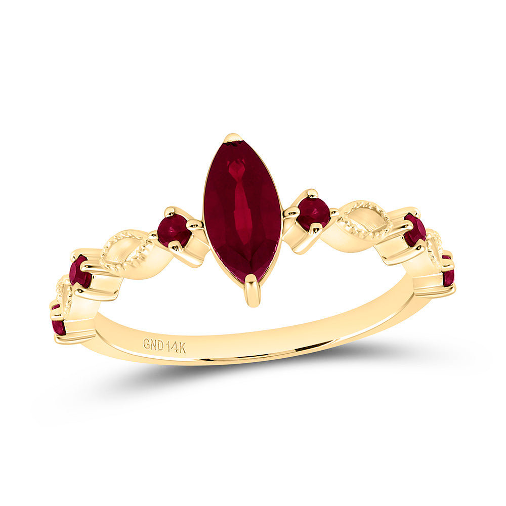 14K Yellow Or White Gold 1/5Ct Round, 8X4Mm Natural Gem Marquise Ring