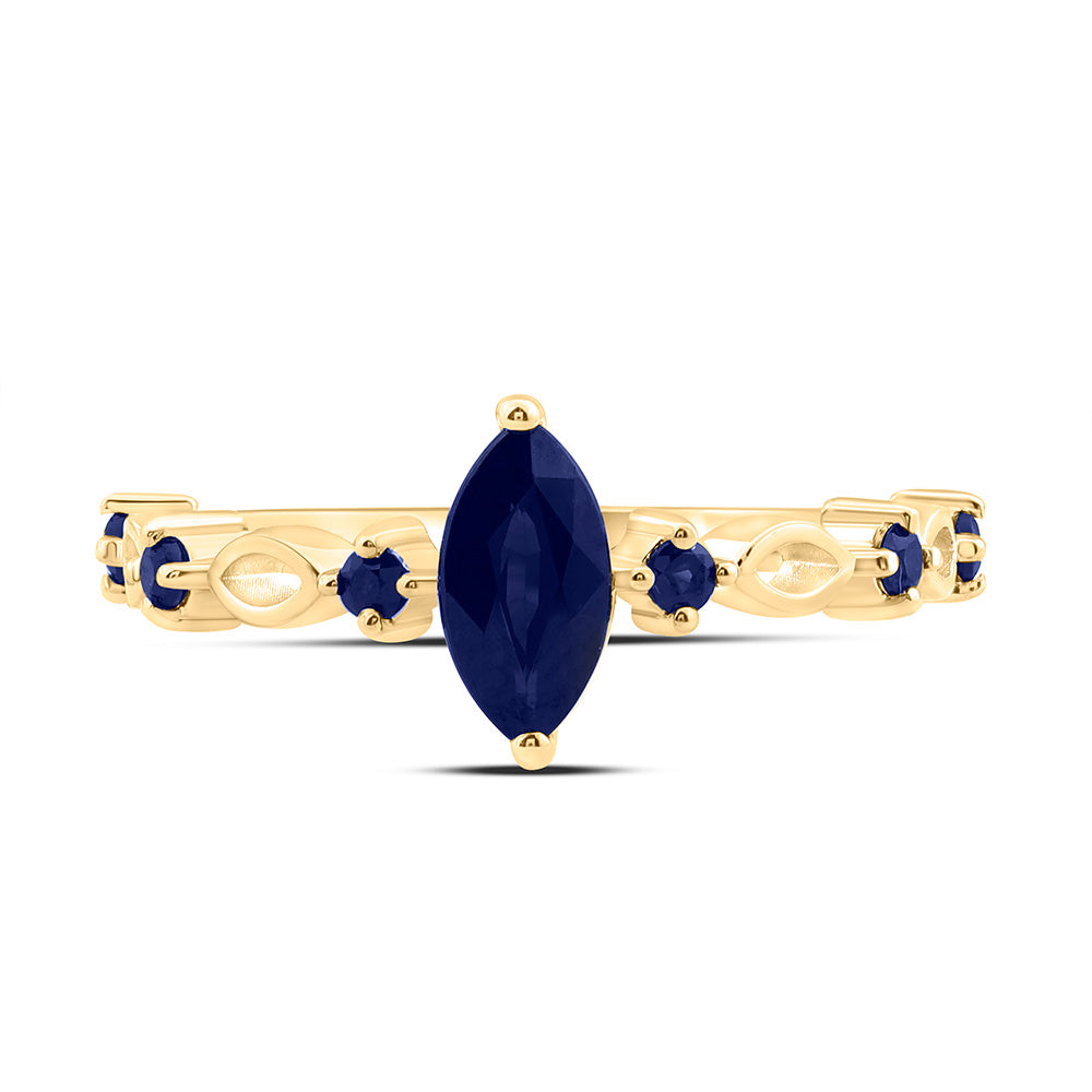 14K Yellow Or White Gold 1/5Ct Round, 8X4Mm Natural Gem Marquise Ring
