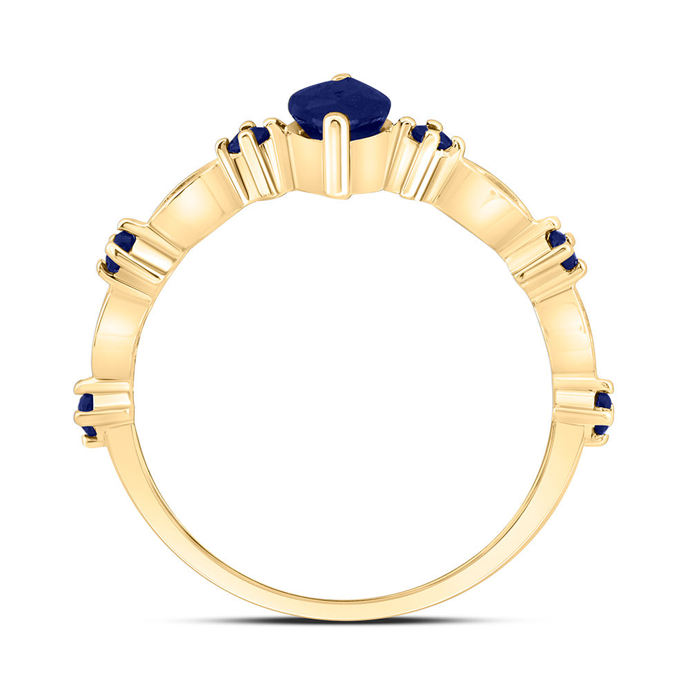 14K Yellow Or White Gold 1/5Ct Round, 8X4Mm Natural Gem Marquise Ring