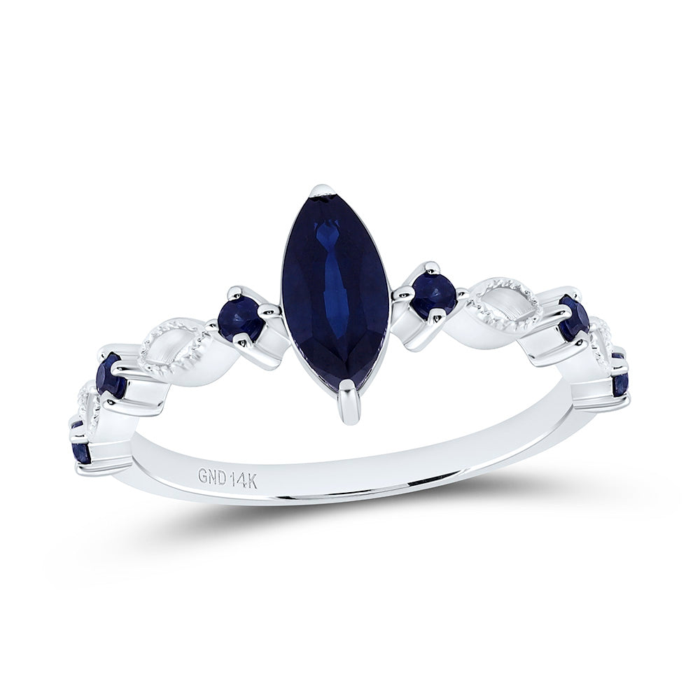 14K Yellow Or White Gold 1/5Ct Round, 8X4Mm Natural Gem Marquise Ring